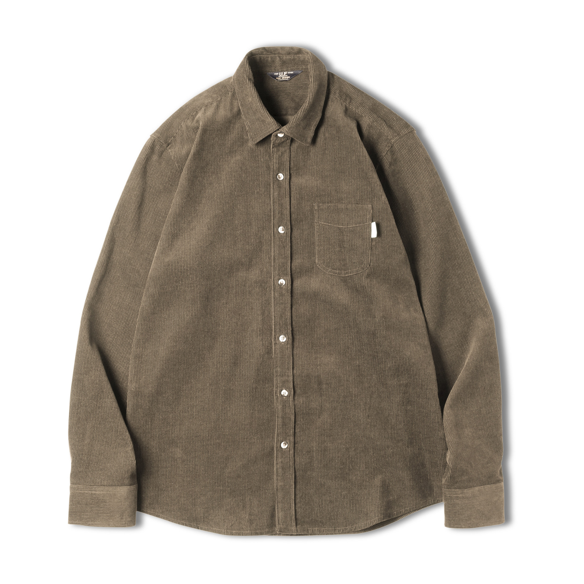 休閒燈芯絨襯衫寬鬆內搭休閒翻領長袖襯衣女秋冬款上衣-Retro's Wear