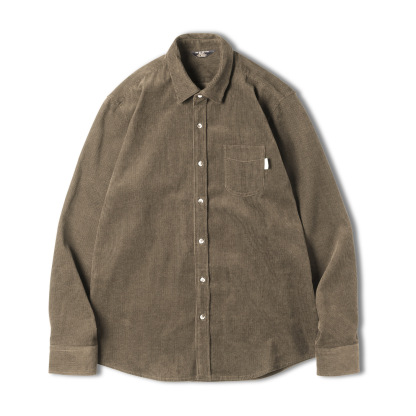 休閒燈芯絨襯衫寬鬆內搭休閒翻領長袖襯衣女秋冬款上衣-Retro's Wear