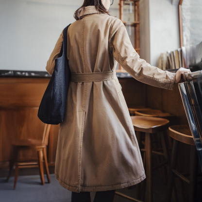 中長款雙排扣收腰戰壕風衣仿羊羔毛大衣棉服加厚外套女士秋冬