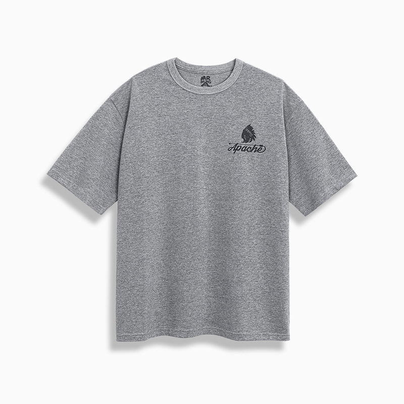 MRA美式復古印第安印花t恤寬鬆半袖圓領重磅短袖男士夏季