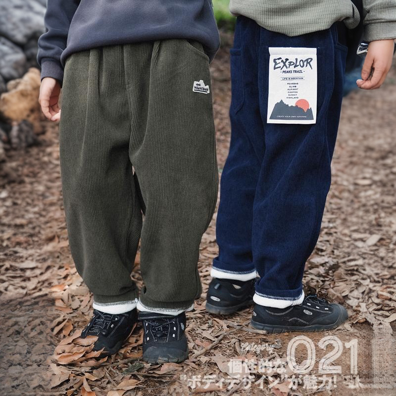 兒童燈芯絨長褲2025冬季新款男童復古純色直筒褲保暖大童童裝褲子