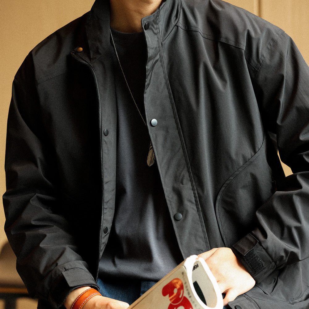 美式機能戶外防風立領工裝夾克男寬鬆休閒運動衝鋒衣外套