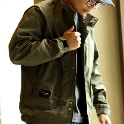 美式機能戶外防風立領工裝夾克男寬鬆休閒運動衝鋒衣外套