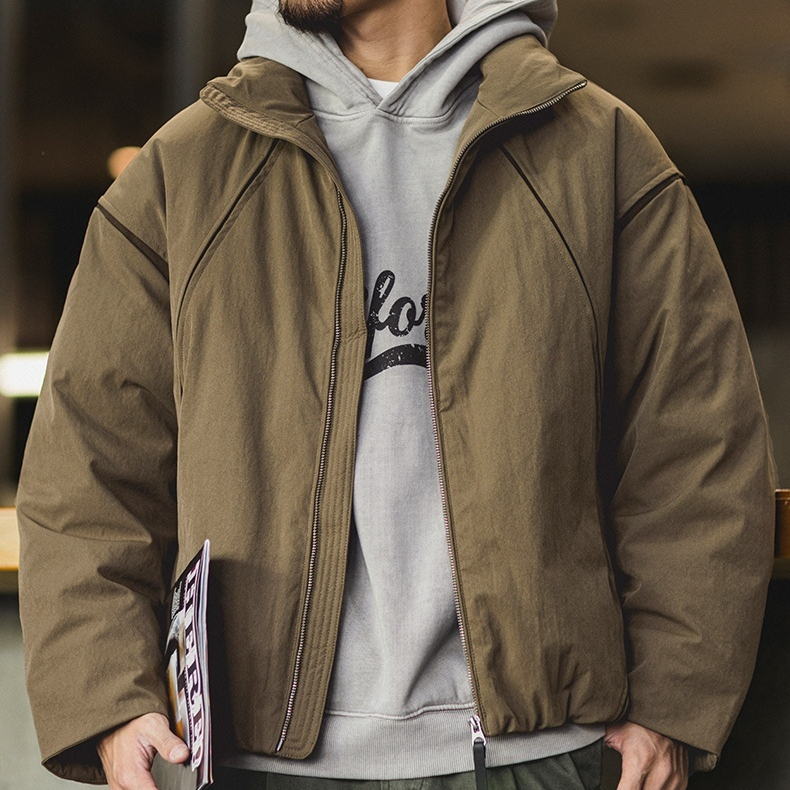 90白鴨絨分割撞色立領羽絨服男2025冬季新款寬鬆休閒保暖上衣外套