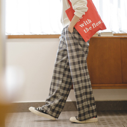 美式復古小個子休閒褲學生直筒日系寬鬆百搭夏季闊腿褲-Retro's Wear