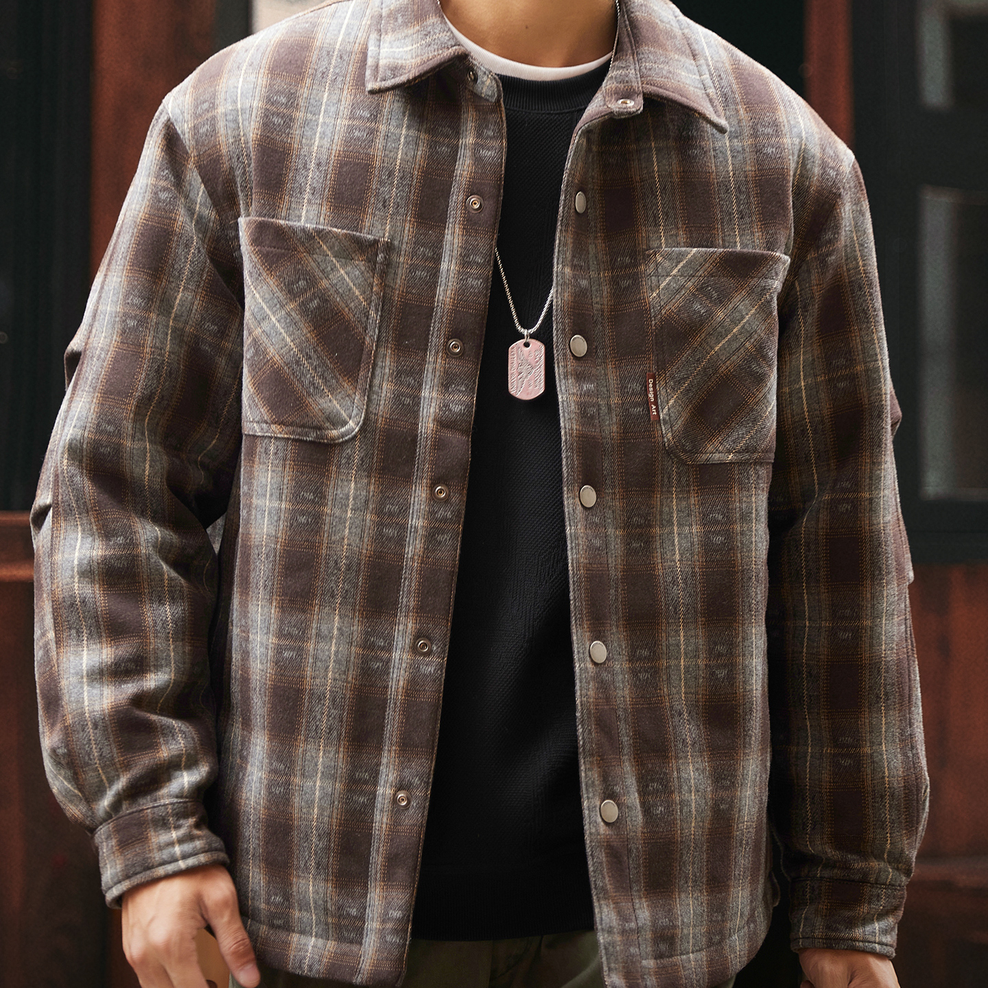 90鴨絨美式格子襯衫羽絨服男2025冬季新款輕薄休閒復古工裝外套