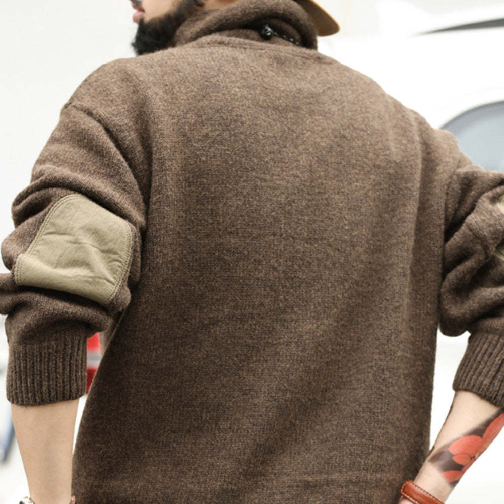 美式重磅復古高領羊毛衫男加厚慵懶風針織長袖打底衫外套冬-Retro's Wear