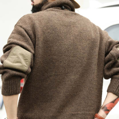 美式重磅復古高領羊毛衫男加厚慵懶風針織長袖打底衫外套冬-Retro's Wear