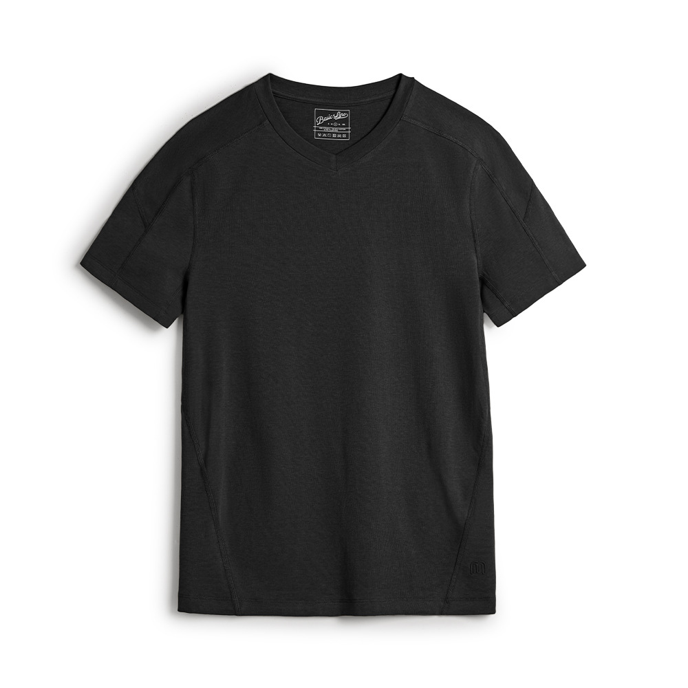 美式萊賽爾凉感T恤收袖口黑色速幹健身衣v領修身短袖男夏