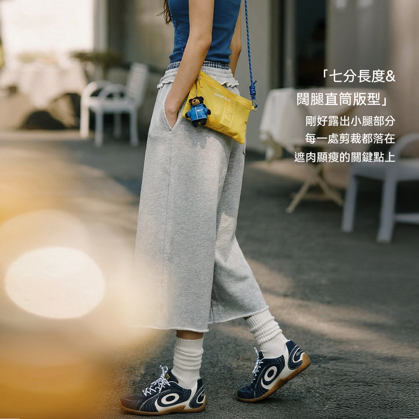 美式灰色低雙腰頭直筒闊腿七分褲中衛褲休閒木耳邊褲子女士夏