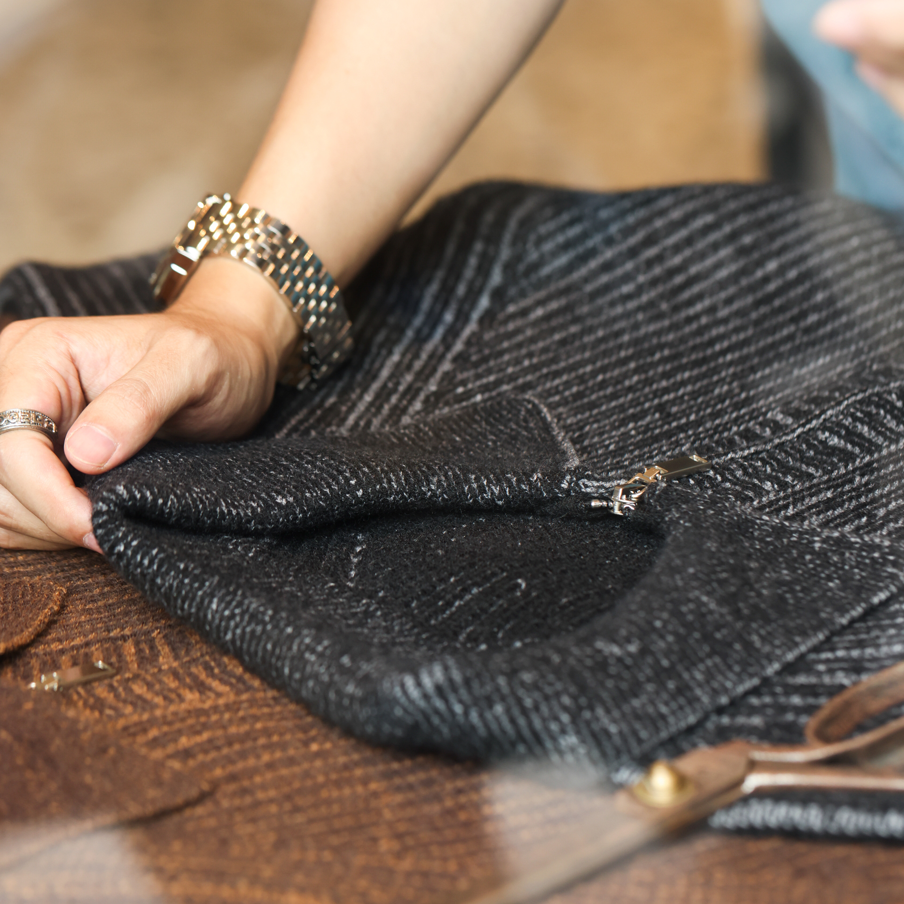 美式復古860g重磅半拉鍊翻毛衣男抗起球插肩袖POLO針織衫