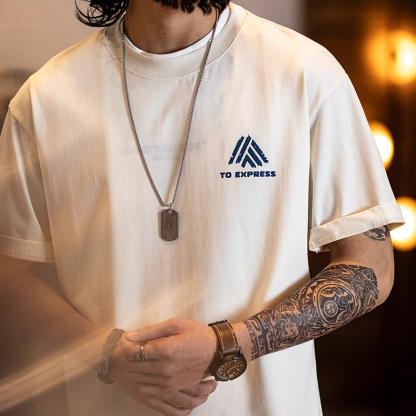 美式休閒印花短袖t恤男夏季2025新款純棉微寬鬆圓領上衣半袖男