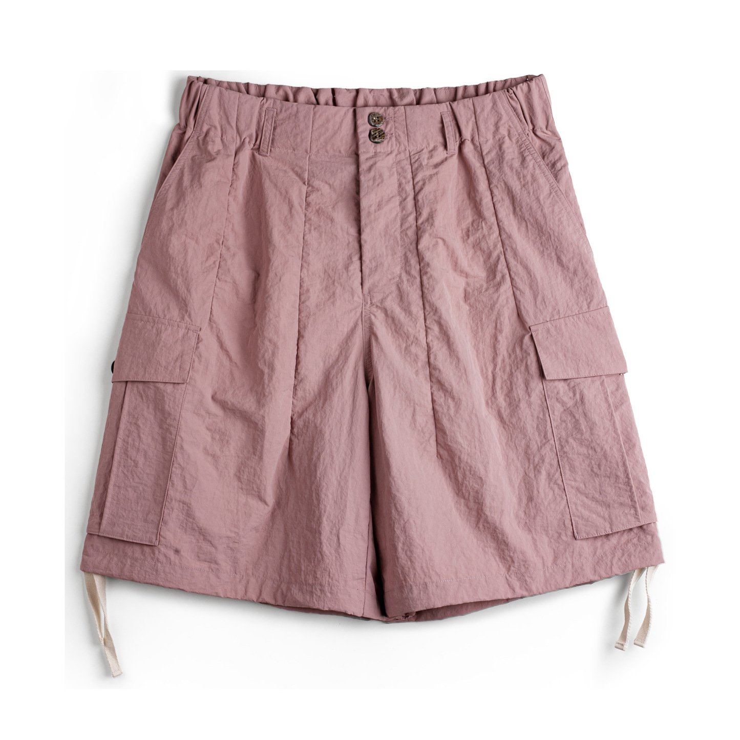 山系速幹短褲美式大口袋梭織寬鬆直筒粉色薄款短褲男夏季