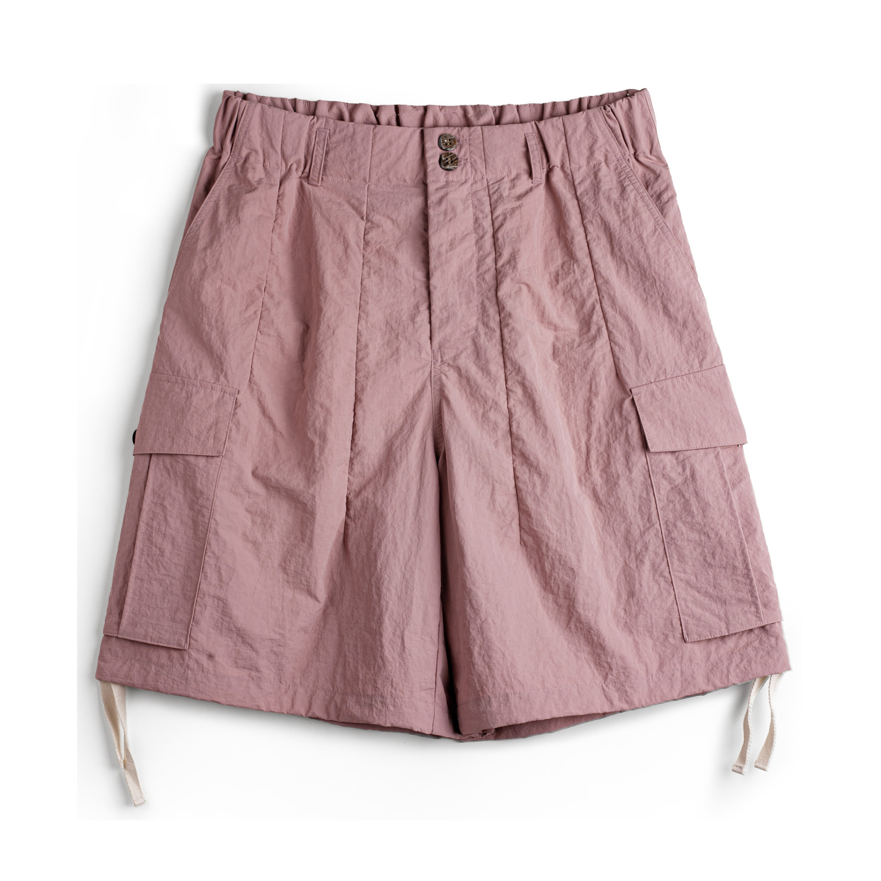 山系速幹短褲美式大口袋梭織寬鬆直筒粉色薄款短褲男夏季