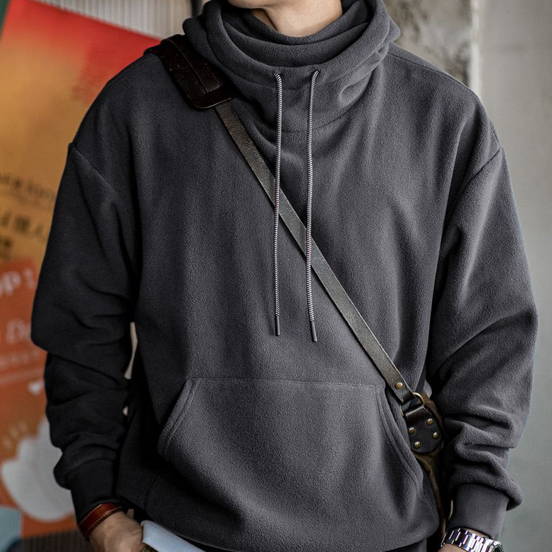 美式休閒搖粒絨巴拉克拉法連帽衛衣防風套頭面罩上衣男秋-Retro's Wear