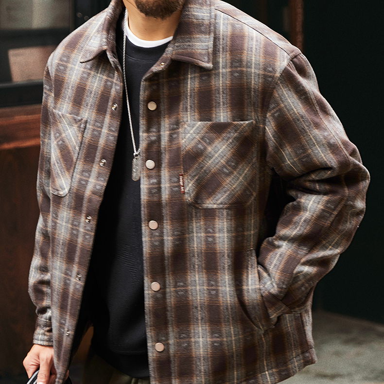 90鴨絨美式格子襯衫羽絨服男2025冬季新款輕薄休閒復古工裝外套