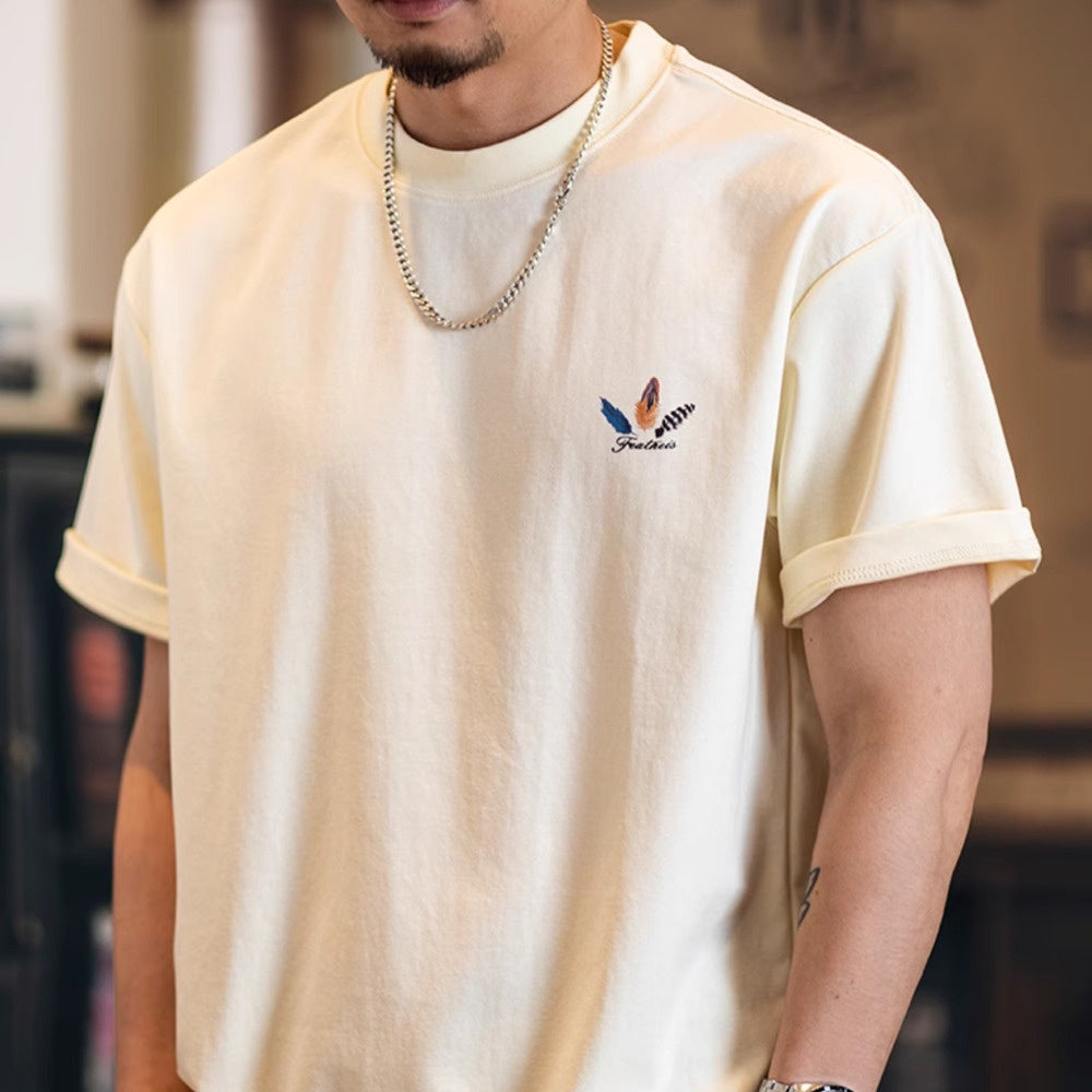 美式復古趣味印花短袖t恤男2025夏季新款寬鬆休閒彩繪半袖體恤