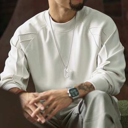 410g重磅科技保暖插肩長袖t恤男2025秋季新款寬鬆純色內搭打底衫