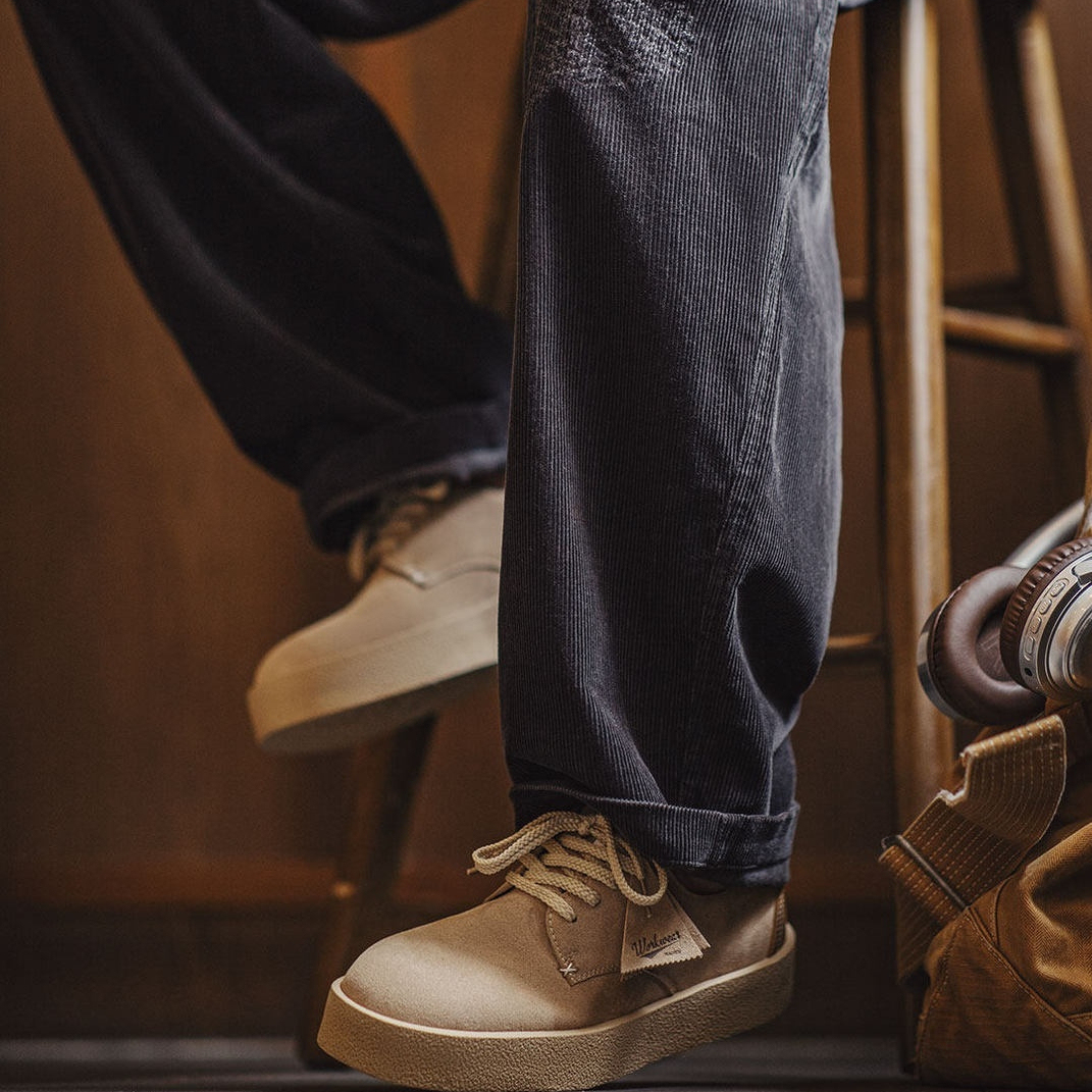 搖滾60復古板鞋男士2025冬季新款休閒低幫沙漠德比鞋厚底皮鞋