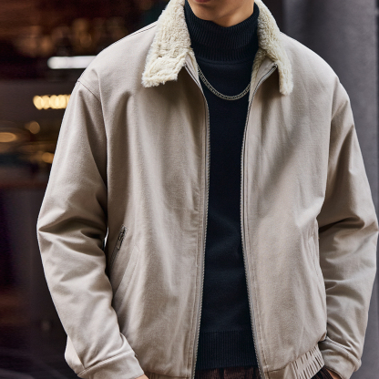 美式重磅仿兔毛棉服男冬季潮牌加絨保暖座山雕毛領棉衣外套