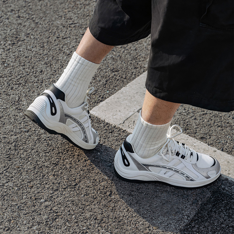 MRA金屬銀復古慢跑鞋男2026新款夏季透氣網面輕便百搭運動休閒鞋