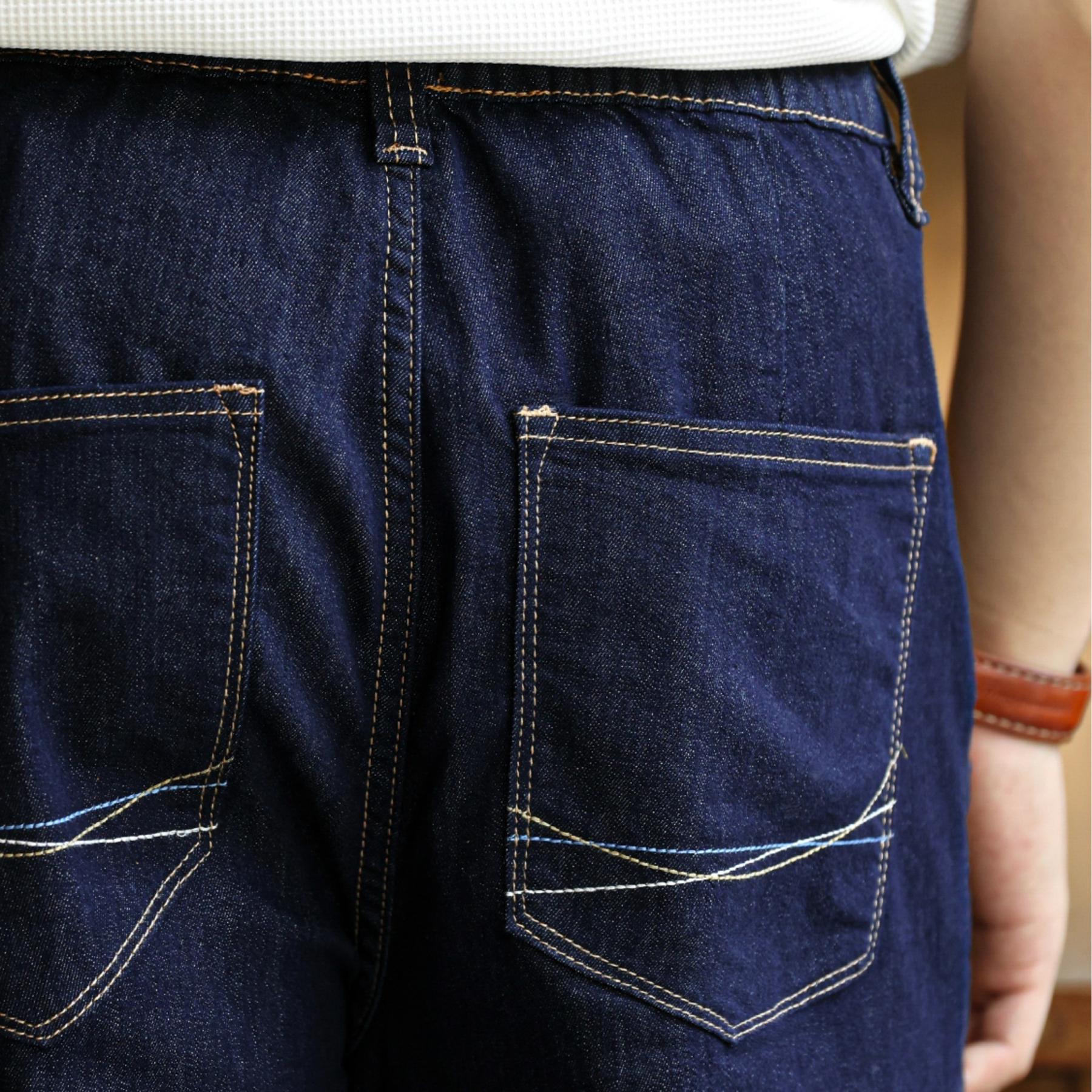 美式復古桑蠶絲原牛色牛仔褲男微彈薄款寬鬆直筒長褲夏