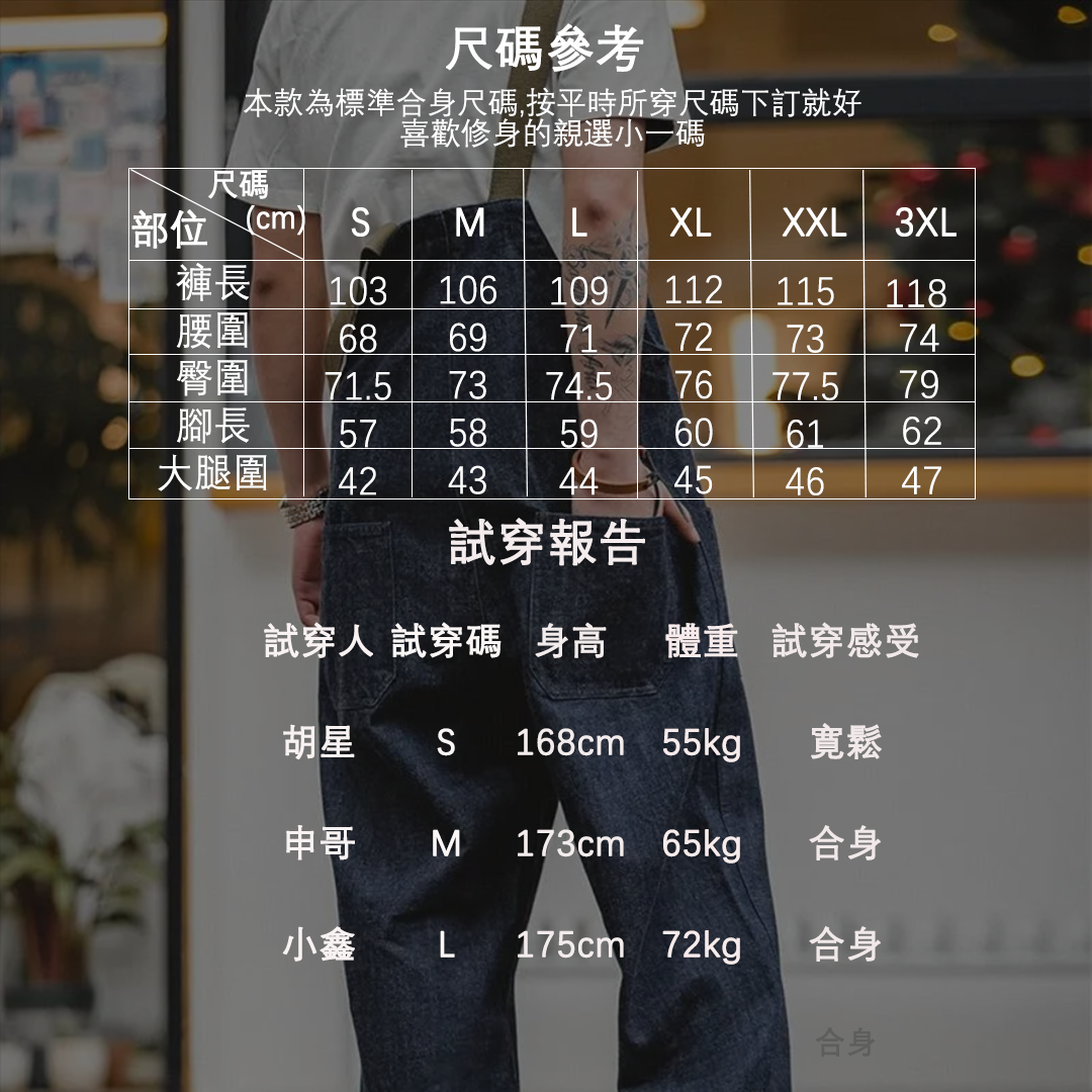 馬登工裝美式甲板背帶褲春秋水洗丹寧赤耳直筒牛仔褲男潮-Retro's Wear