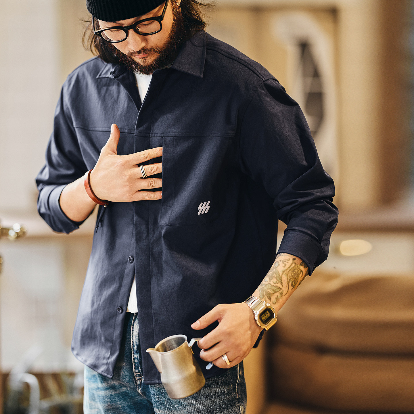 美式簡約長袖男士襯衫2026春季新款休閒工裝襯衣外套