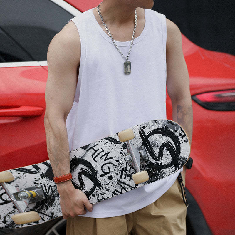 戶外美式背心男重磅復古寬鬆運動無袖棉T恤圓領夏季潮牌坎肩-Retro's Wear