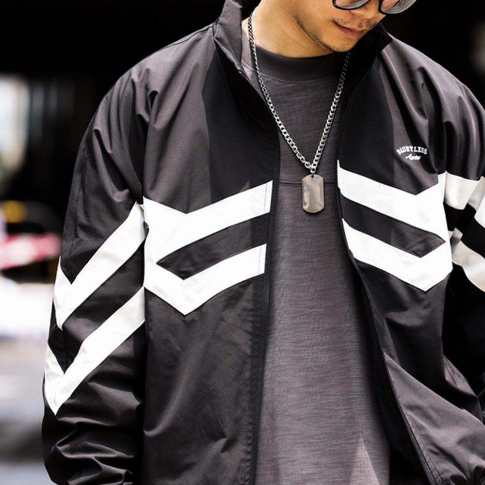 美式戶外立領運動拼接運動外套男高密防潑水復古gorpcore夾克-Retro's Wear