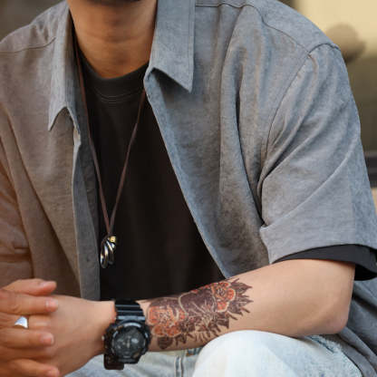 夏日橙色休閒短袖襯衫男美式寬鬆抗皺高級感痞帥疊穿襯衣