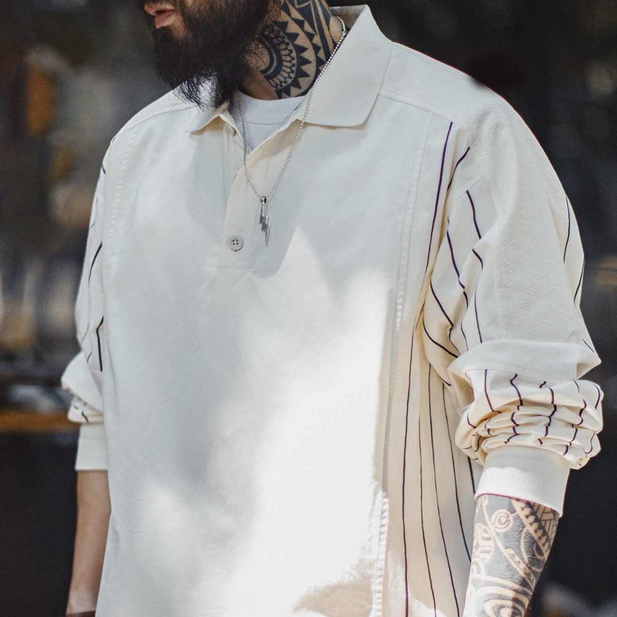 美式棒球印花polo衫拼接套頭刺繡襯衫純棉衛衣長袖男夏秋