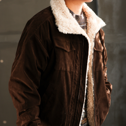 美式復古vintage羊羔絨立領夾克男保暖禦寒工裝棉服外套