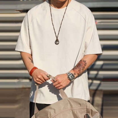 美式休閒索羅娜凉感防曬短袖T恤男透氣抗菌插肩袖體恤夏