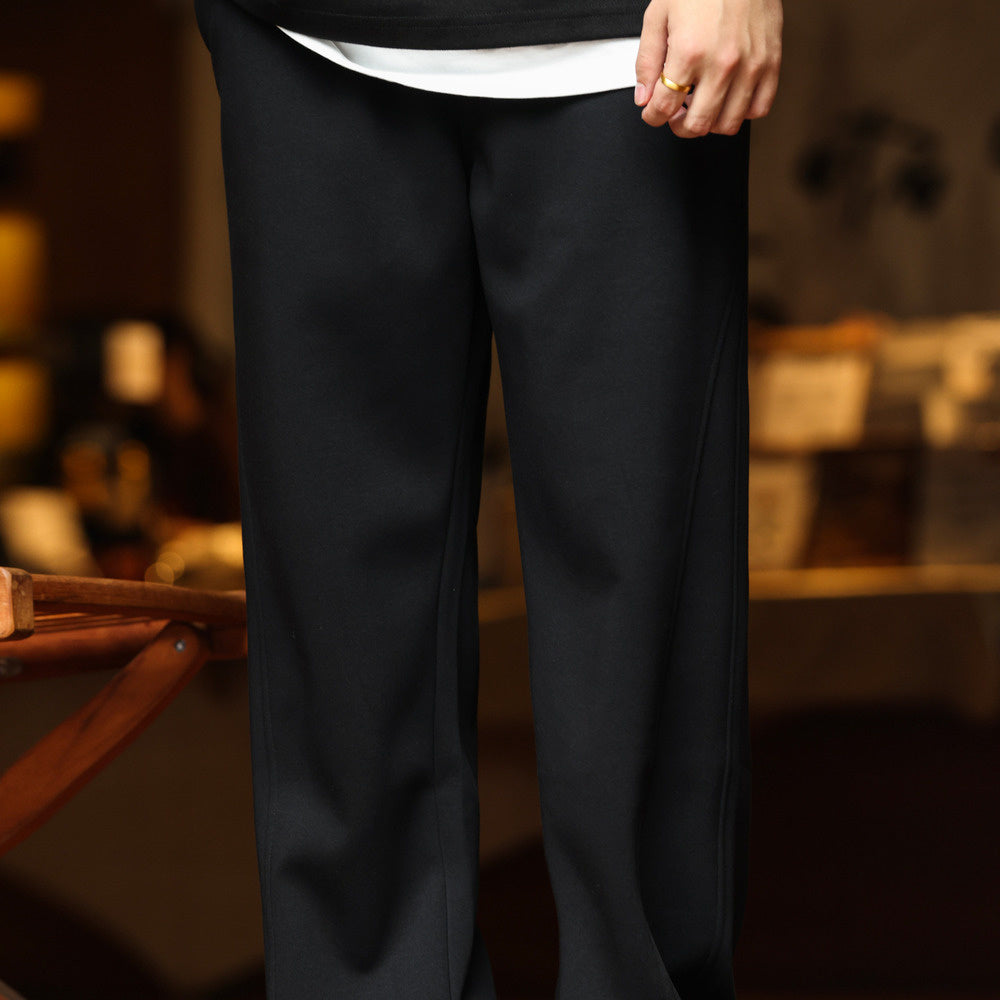 重磅垂感cleanfit衛褲男美式鬆弛感抽繩寬鬆直筒休閒運動褲-Retro's Wear