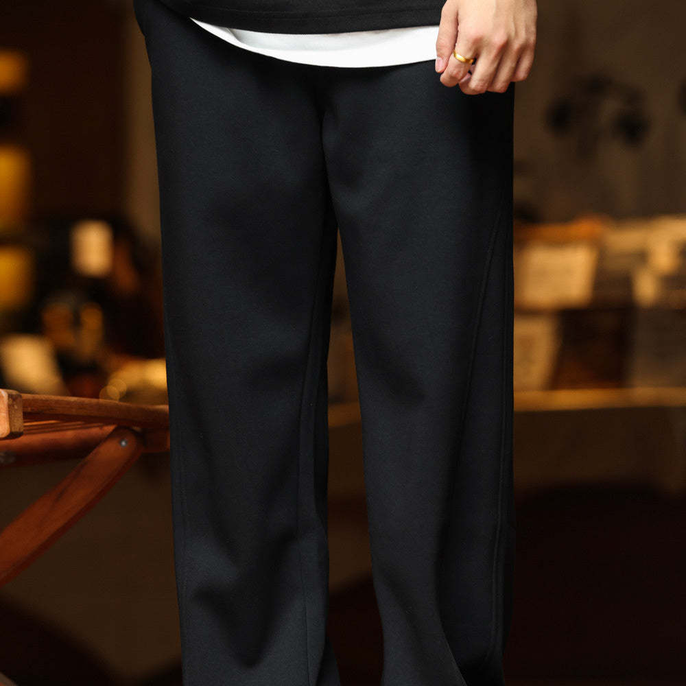 重磅垂感cleanfit衛褲男美式鬆弛感抽繩寬鬆直筒休閒運動褲-Retro's Wear