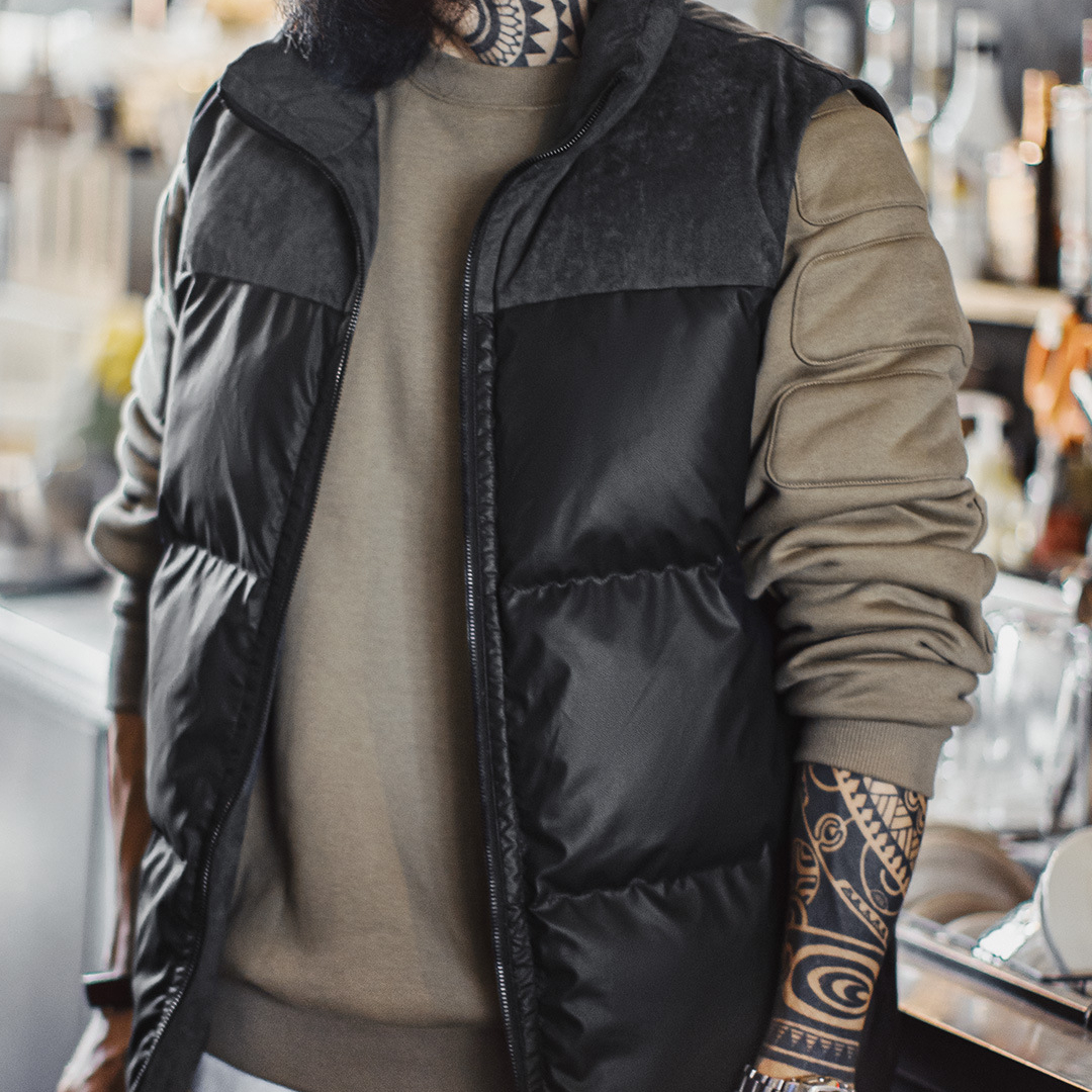 美式戶外保暖夾棉馬甲黑色山系立領無袖背心坎肩外套男秋