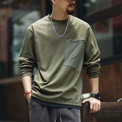 美式戶外工裝長袖t恤男2025秋季新款吸濕速幹上衣男士透氣打底衫