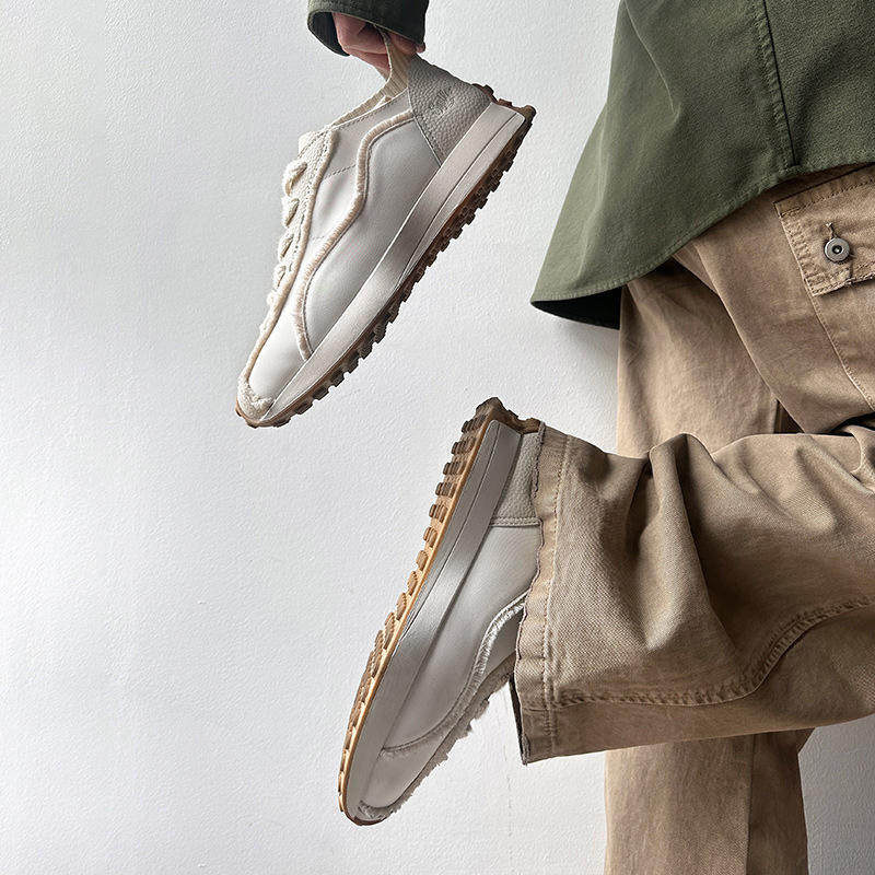 須邊慢跑鞋男2025春季新款透氣運動休閒鞋百搭復古阿甘鞋潮鞋