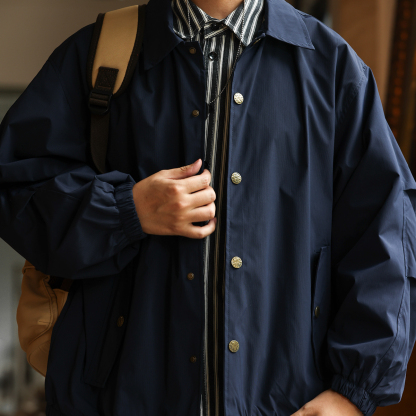 日系復古翻領教練夾克男cleanfit寬鬆薄款休閒工裝外套