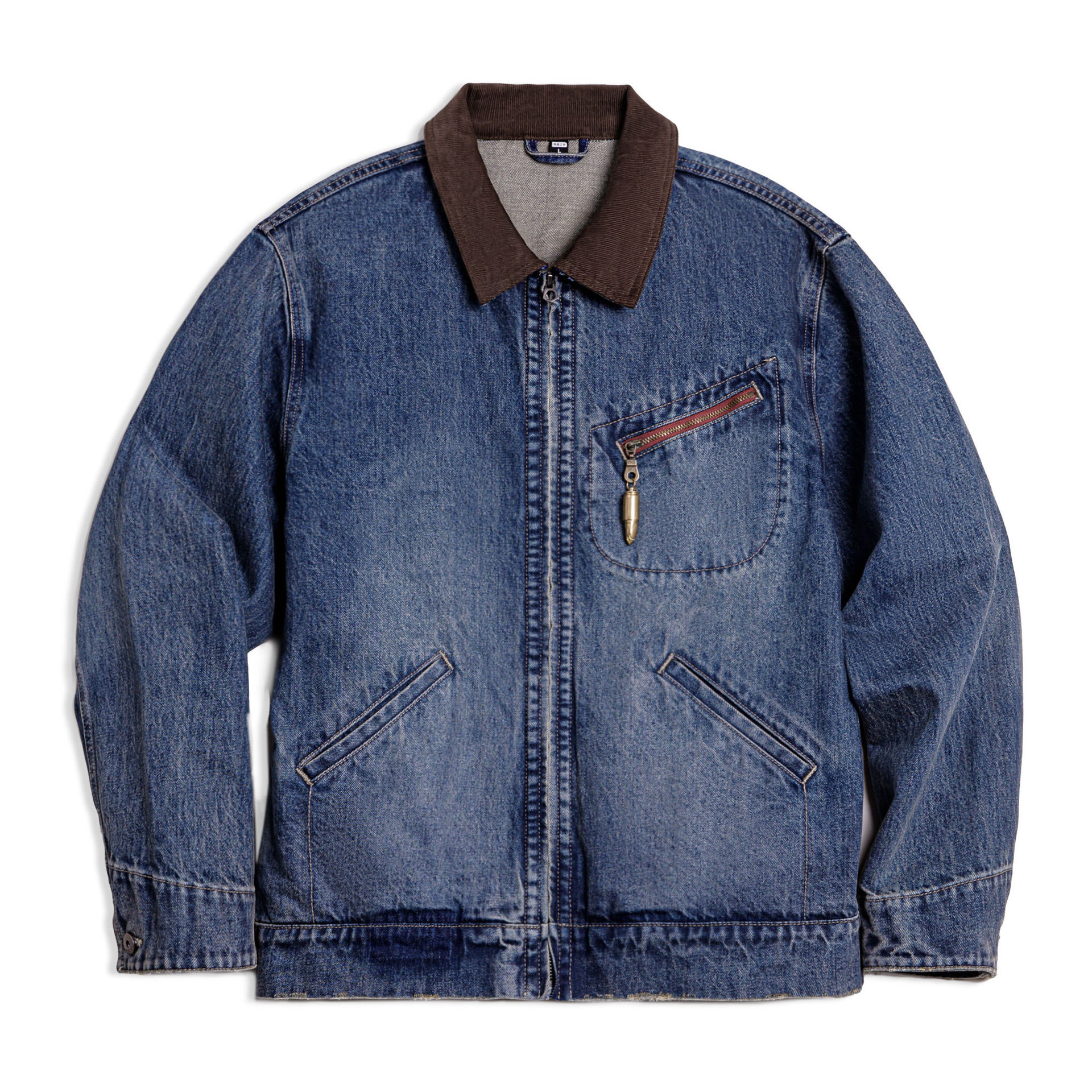 美式復古水洗牛仔底特律夾克vintage做舊短款外套男秋季