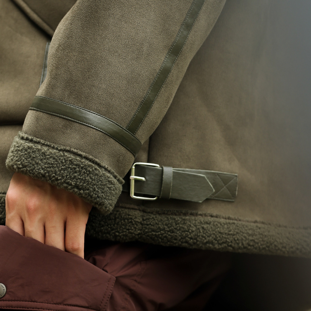 美式皮毛一體羊羔絨毛領外套男加厚保暖麂皮絨拼接夾克