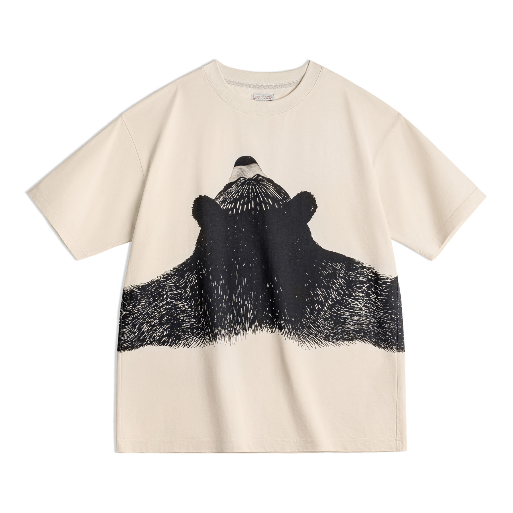 oversize慵懶小熊插畫圓領T恤日系小眾設計顯瘦落肩短袖夏女