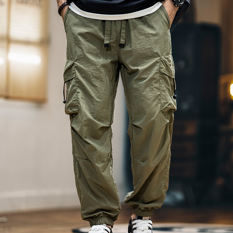 美式工裝褲子男夏季2025新款輕薄刺繡束脚長褲男士寬鬆百搭休閒褲