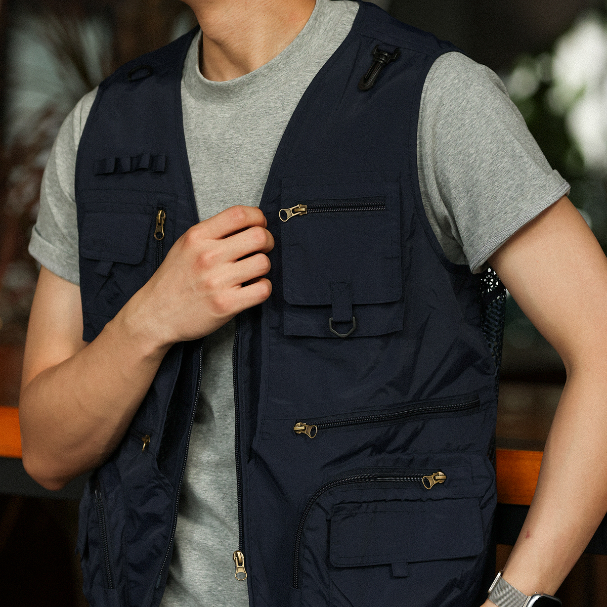 美式戶外戰術工裝馬甲男多口袋透氣攝影釣魚無袖坎肩夏