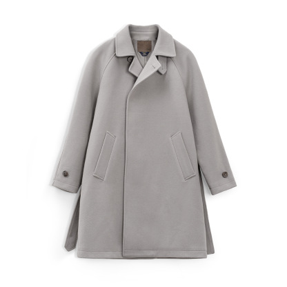 德式灰色巴爾瑪肯風衣中長款戰壕大衣廓形英倫外套男秋