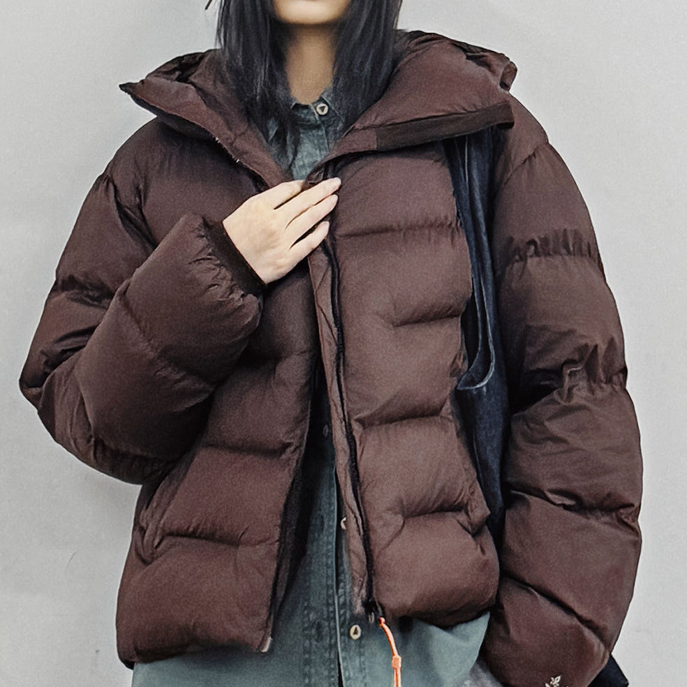 美式連帽立領寬鬆加厚泡芙麵包絎縫棉衣氣絨棉服外套女士秋冬