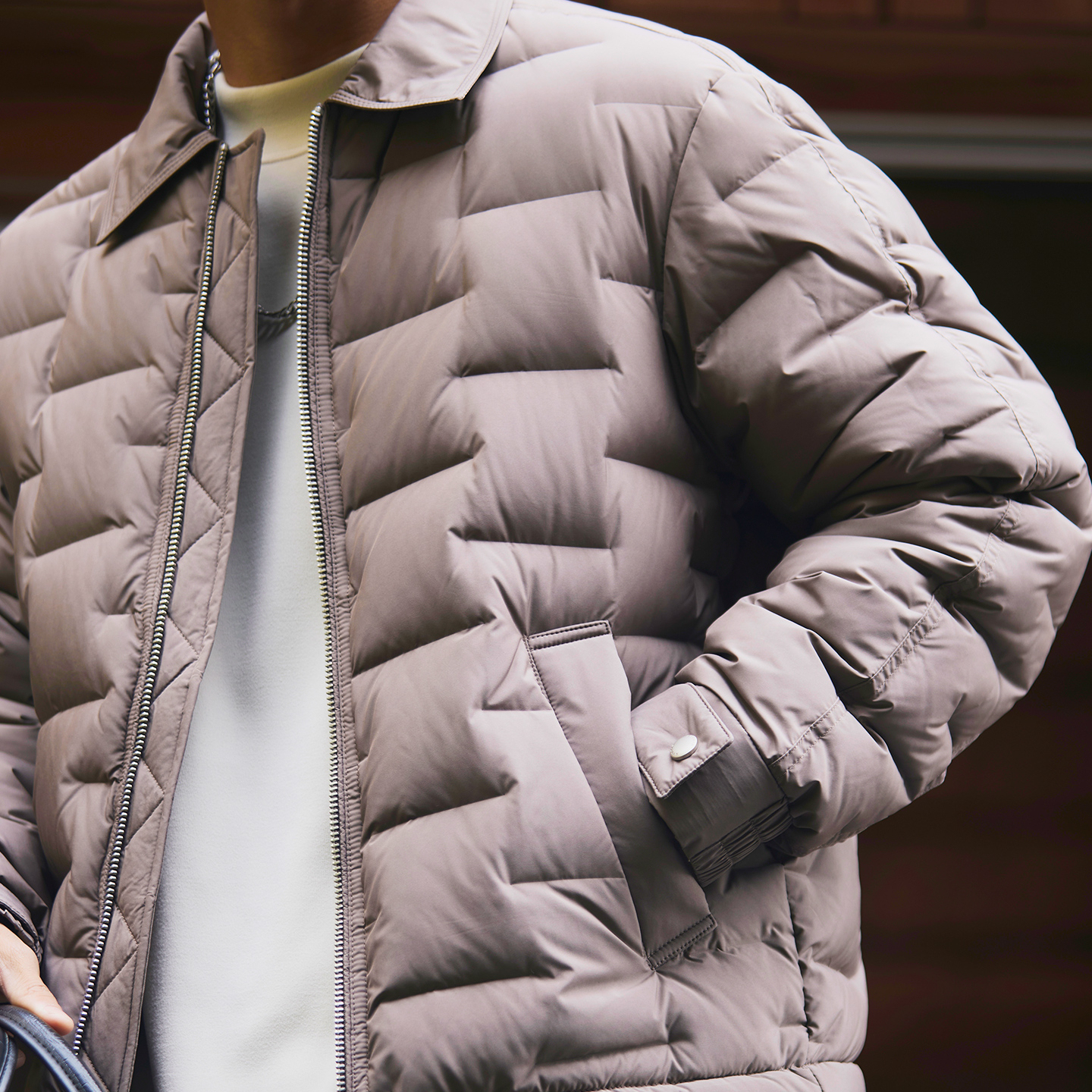 90白鴨絨格子輕薄翻領羽絨服男2025冬季新款寬鬆保暖羽絨夾克外套