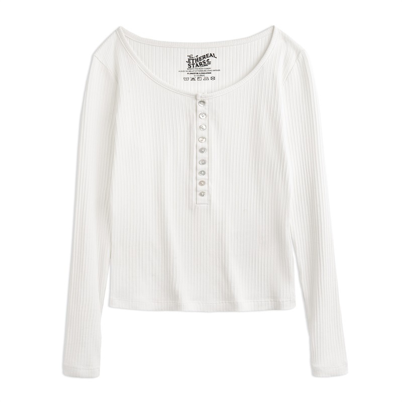 美式亨利衫針織打底衫修身內搭長袖T恤上衣2024秋季新款女-Retro's Wear