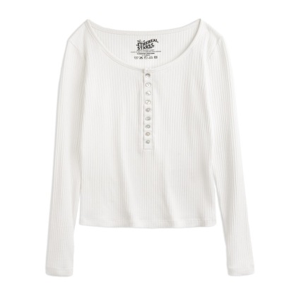 美式亨利衫針織打底衫修身內搭長袖T恤上衣2024秋季新款女-Retro's Wear